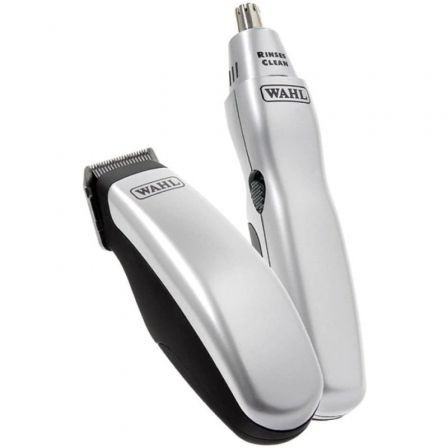 Wahl Travel Kit Recortadora de Barba y Vello Nasal con 12 Accesorios Gris